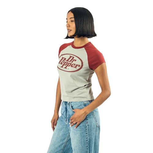 Dr Pepper Logo Women's Gray Heather Crew Neck Short Sleeve Baby Raglan Tee4