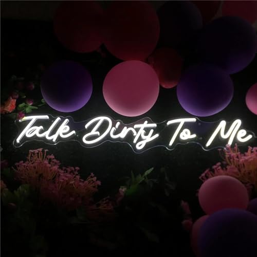 NAKEAH Letrero de luz de neón LED, letreros de neón Talk Dirty to Me, decoración de Barra, Luces de neón LED Blancas frías acrílicas alimentadas por USB, 85 * 35cm