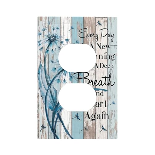 Decorative Outlet Covers Rustic Blue Dandelion Inspirational Quotes Grey Wood Plank 1 Gang Wall Plate Receptacle Duplex Light Switch Cover Plate Single Dual Plug Covers Electrical Switchplate by Sghxwp - Used condition - Image 2