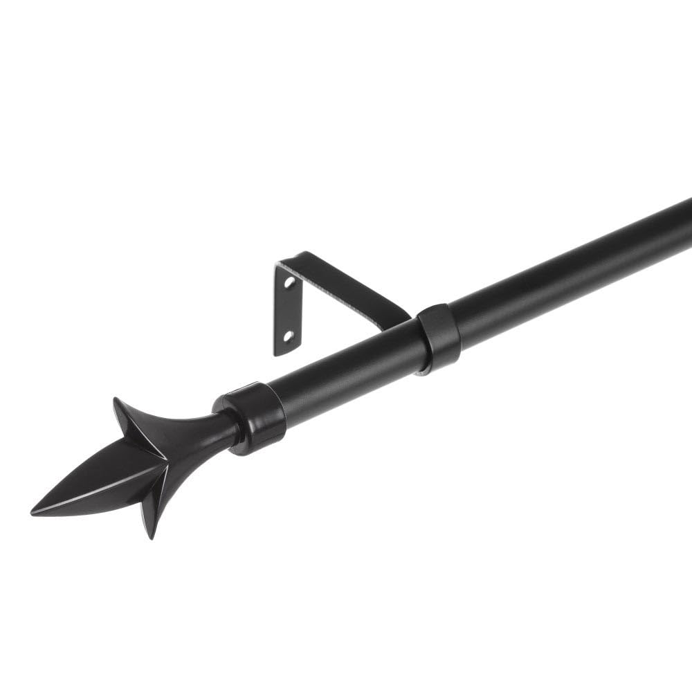 LOLAhome Set de Barra de Cortina Extensible de 122 a 211 cm, 2 escuadras y 2 terminales Negro de Metal y plástico ABS
