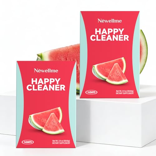 NEWELLME Happy Cleaner Super Greens Powder | Natural Energy & Antioxidant Support, Vegan Sugar-Free Superfood Mix with Chlorella, Spirulina, Kale & Turmeric, Watermelon Flavor, 28 Sachets