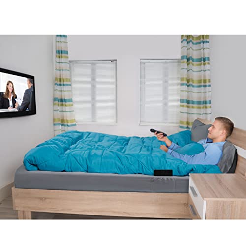 Image of Comfort Spaces Vince Reversible Bed In A Bag - Trendy Casual Geometric Quilted Cover, All Season Down Alternative Cozy Bedding, Matching Sham, King, Reversible Teal /Charcoal 9 Piece