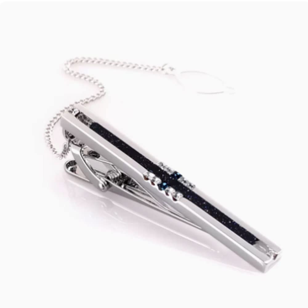 Fermacravatta da uomo, abito da lavoro, abito da sposa, accessori, colletto in pietra stellata, stile ago, gemello (D 1 pz)