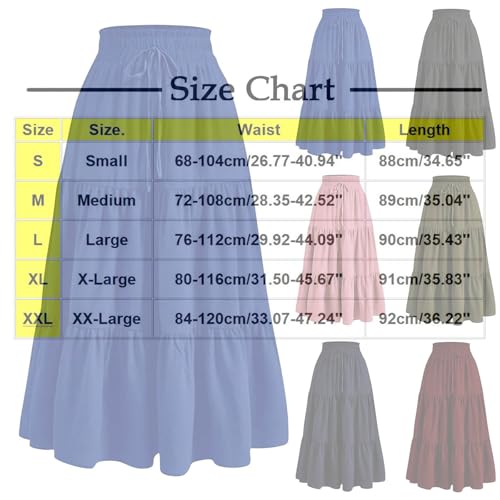 Women's High Elastic Tiered Dress Drawstring Ruffle Trim Waist Skirt Ankle Length Beach Casual Skirts Stretch Dresses2