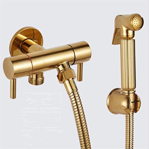 Bidet abattant WC avec douchette or et flexible 1,5m LWX
