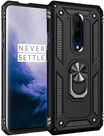 Oneplus 7 Pro Case, Extreme Protection Military Armor Dual Layer Protective Cover with 360 Degree Unbreakable Swivel Ring Kickstand for Oneplus 7 Pro Black