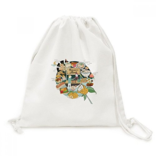 Toile Drawstring Backpack Taiwan Voyage pour sac a dos etudiant et loisirs