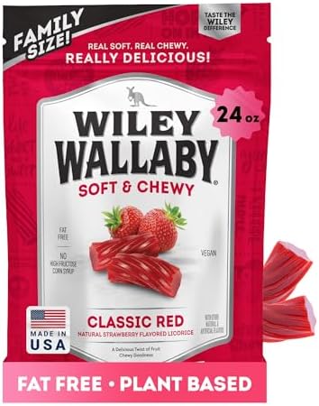 Wiley Wallaby Classic Red Strawberry Licorice Candy, Soft & Chewy,24oz,1Pk