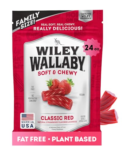 Wiley Wallaby Licorice 24 Ounce Classic Gourmet Soft & Chewy Australian Red Licorice Candy Twists, 1 Pack