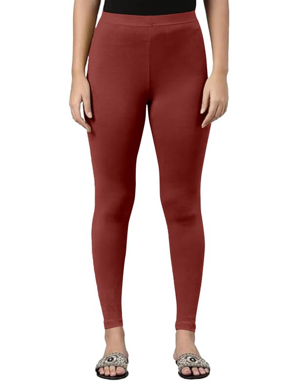 Image of TRENDMALLS Women's Super Combed Cotton Elastane Stretch Ankle Length Leggings with Ultrasoft Waistband