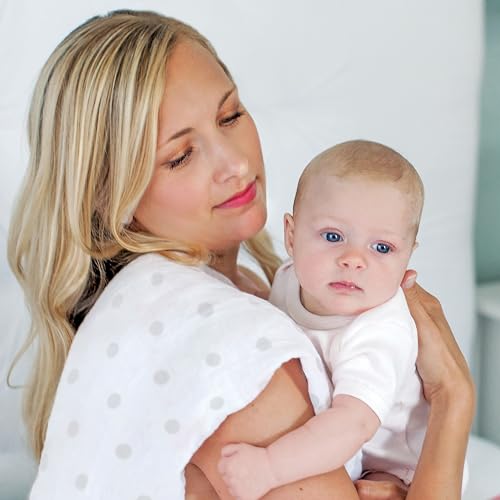 Image of SwaddleDesigns Cotton Muslin Swaddle Blanket, Receiving Blanket for Baby Boys & Girls, Best Registry Gift, 46x46 inches, French Dots, Sterling