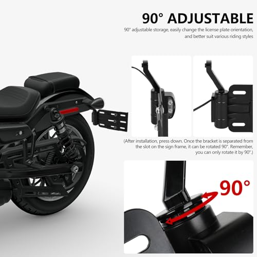 Image of Rear Side License Plate Bracket Holder w /LED Light for Harley Sportster XL883, XL1200, Dyna Low Rider FXDLS, Street Bob FXDB 2004-2020 Black