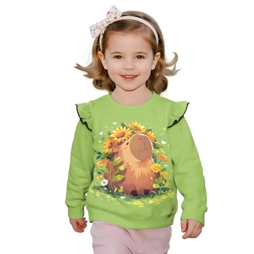 Girls Sweatshirt Versatile Long Sleeve Fall Winter Top Ruffle Pullover Drop Shoulder Sweater for Girls 1-8 Years Old