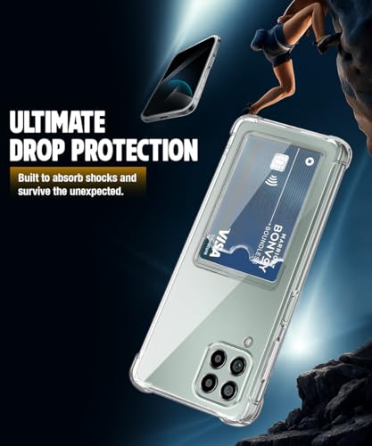 Image of WOW IMAGINE Transparent Back Cover Case for Samsung Galaxy M53 5G | Flexible Built-in Slim Card Pockets Wallet | 360 Camera Protection TPU | Soft Silicone Mobile Cover - Transparent