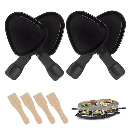 Grilled Cheese Pan, 4PCS Non Stick Triangular Raclette Cheese Melter with 4PCS Wooden Spatula, Grill Pan for Home Kitchen Camping