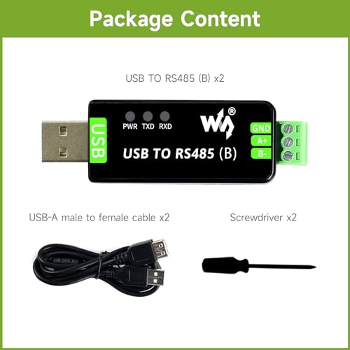 2PCS Waveshare Industrial USB to RS485 Bidirectional Converter Onboard Original CH343G Multi-Protection Circuits