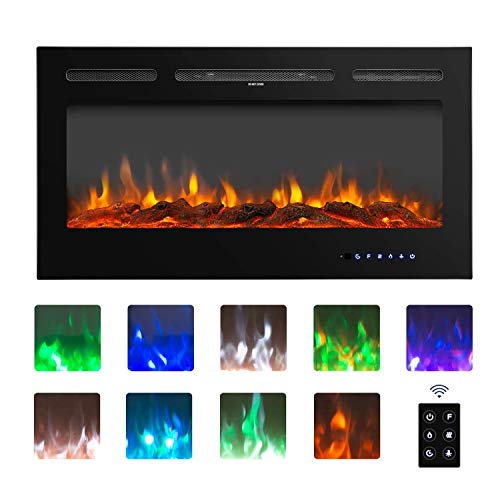 BAHOM 40″ Electric Fireplace Heater Insert with TV Stand, Wall Mounted Heater Indoor with 9