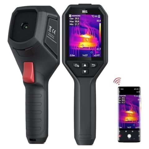 HIKMICRO B01 Thermal Camera 320 x 240 Super IR, 256 x 192 IR Resolution Thermal Imaging Camera with WiFi, 3.2" LCD Screen, 25Hz Refresh Rate, Handheld 49,152 Pixels Infrared Camera Cover