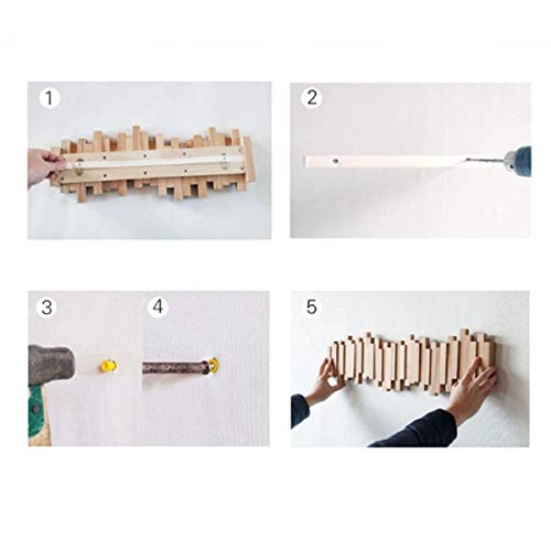HJW Praktische opbergrek massief hout opknoping entryway plank, wandmontage decoratieve drijvende planken opbergrek voor kleding hoed tas woonkamer display stand 1Huiyang-01020,40 cm - Image 7