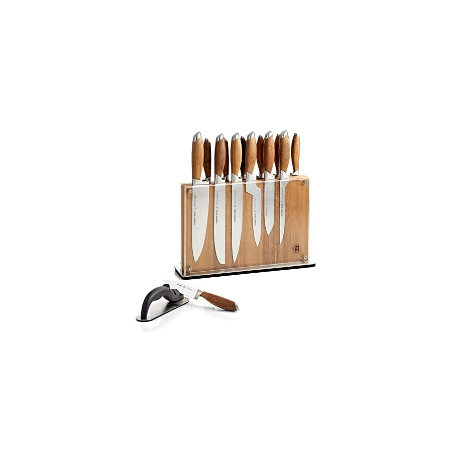 Schmidt-Brothers-Bonded-Teak-15-Piece-Knife-Set-High-Carbon-Stainless-Steel-Cutlery-with-Acacia-and-Acrylic-Magnetic-Knife-Block-and-Knife-Sharpener Schmidt Brothers - Bonded Teak, 15-Piece Knife Set, High-Carbon Stainless Steel Cutlery with Acacia and Acrylic Magnetic Knife Block and Knife Sharpener