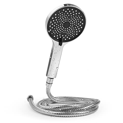 Handheld Shower Head Set Baytion 5.12 Inches Showerhead with 71 Inches Stainless Steel Shower Hose[3 Spray Settings] [Polished Chrome]