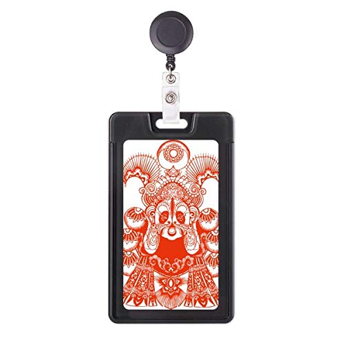 Étui pour badge rétractable Opéra de Pékin rouge porte-carte d'identité avec clip ceinture