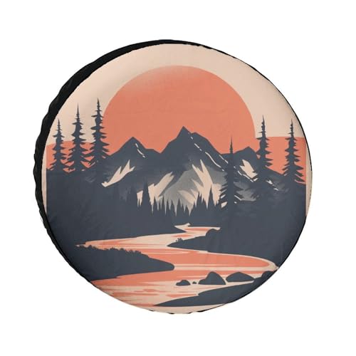 Image of Camper Spare Tire Cover 12 Inch Mountain Adventure Wheel Protectors Tyre Covers Weatherproof Wheel Covers Mountain Forest Universal Fit for Trailer SUV Truck Camper Travel Trailer