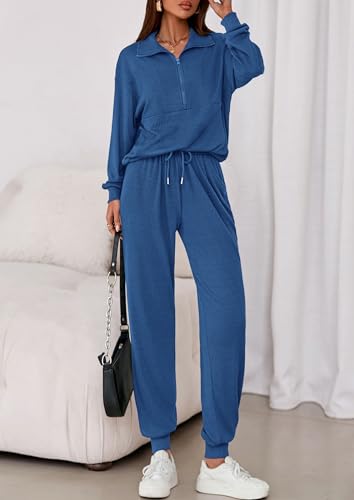 PRETTYGARDEN Women's Fall 2 Piece Lounge Sets Zip Up Sweatshirt Jogger Pants Sweat Track Suits Travel Outfit Winter Clothing