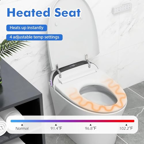 Nafort Smart Toilet, Bidet Toilet with Heated Seat,1.28 GPF Dual Auto Flush, Auto Open/Close Lid, Kick Sensor, Night Light, Remote/Side Knob Control, Electric Tankless Toilets with LED Display miniatura 2