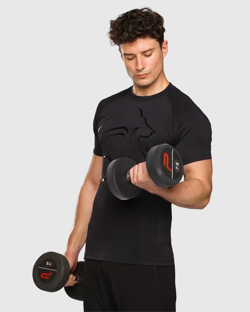 Image of Men's Compression Half Sleeve T-Shirt | High Performance Stretch Athletic Gym Tee | Moisture Wicking Quick Dry Slim Fit Base Layer for Workout, Running, Training, Sports