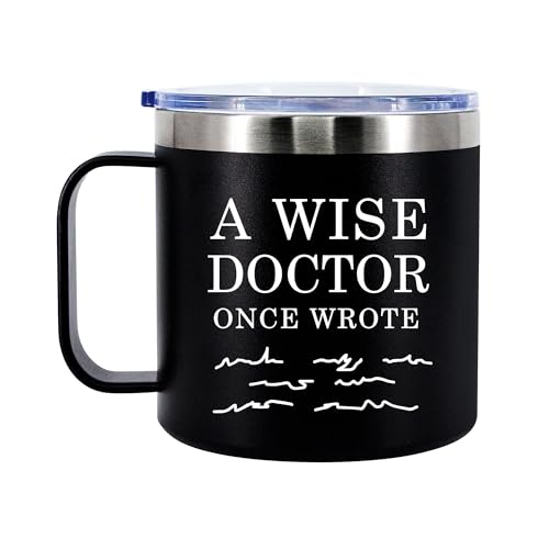 Panvola A Wise Doctor Once Wrote Insulated Coffee Mug 14oz Black