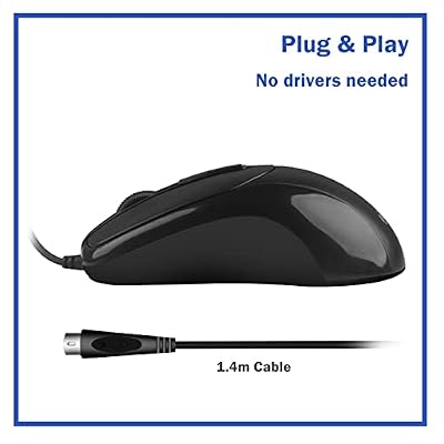 MCSaite Wired PS2 Optical Mouse - 3 Button with 1000 DPI Resolution for PC, Desktop, Laptop, Computer, Black