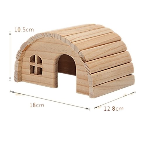 Emours Natural Chewable Hamster Hideout Wooden Hut, Small - Image 2