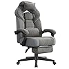 SONGMICS Chaise de Jeu, Chaise d'Ordinateur, Ergonomique, avec Repose-Pieds, Coussin de Tête Ajustable, Support Lombaire, Capacité de Charge de 150 kg, Gris Ardoise OBG077G01
