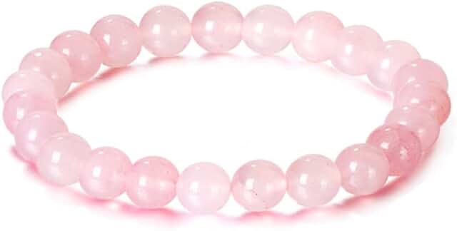 Rose Quartz Bracelet - 8mm Beaded Bracelets for Men Women Stretchable Natural Crystal Bracelet Healing Anxiety Bracelet fo...