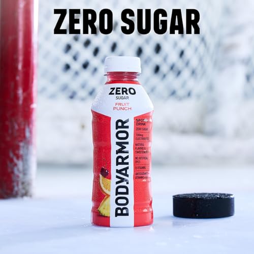 BODYARMOR ZERO Sugar Fruit Punch Electrolyte Drink, Natural Flavors, 16 Fl Oz Bottles (12 Pack), B Vitamins & Antioxidants Sugar Free Hydration
