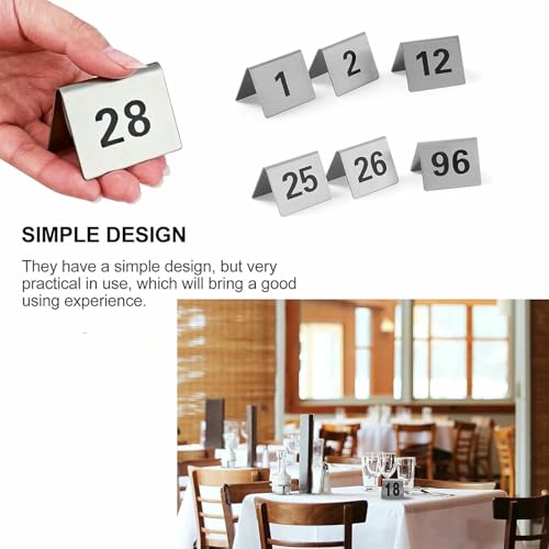 Numéro de table de restaurant en acier inoxydable 1-50 double face - 8