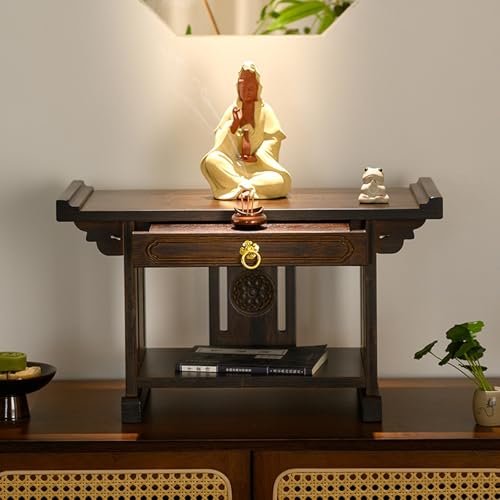 Mesa de altar de meditación de madera maciza y nicho budista de alta calidad
