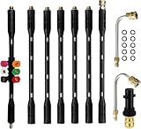 YUET High Pressure Washer Extension Wand, Extension Power Washer Lance with 6 Spray Nozzle Tips, 9 Pack Gutter Cleaner Attachment Curved Rod, 1/4" Quick Connect,Anti-Leaked Ring (With Karcher Adapter)