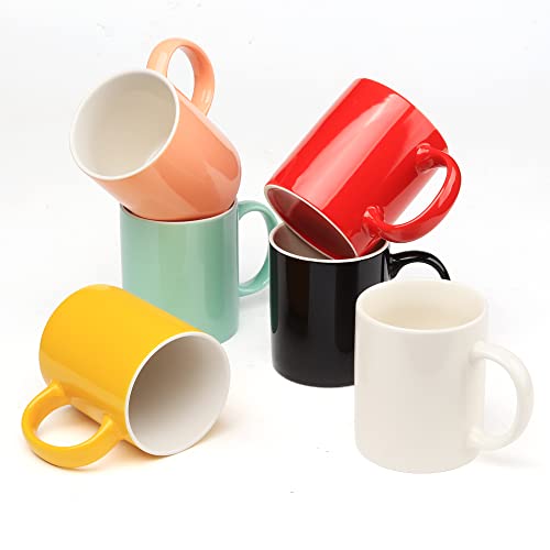 KELINGO Set mit 6 bunten Porzellan-Kaffeetassen, 340 ml Tassen für Kaffee, Tee, Kakao, heiße Farben Cover