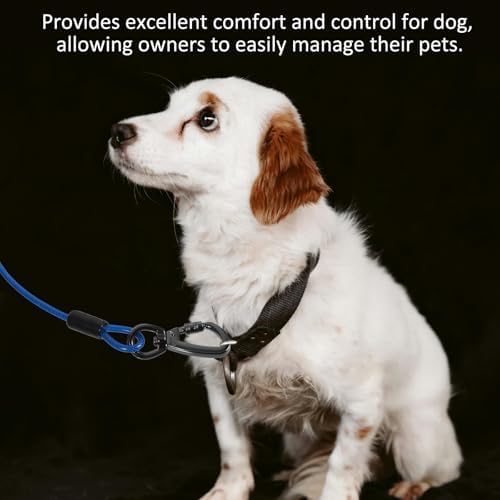 Dog Traction Rope Leash with Double Clip Navy Steel Wire PVC - 3