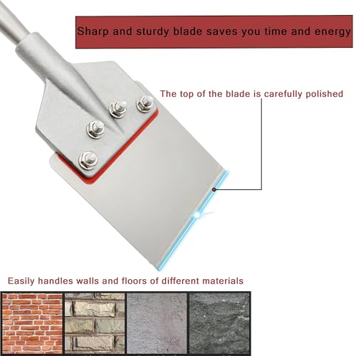 Regiis Tech SDS Max Floor Scraper 6 in. x 24.4 in. Removable Handle Wide Tile Flooring Adhesives Remover, Thinset Removal Tool Chisel Bit for Rotary Hammer Drill by Regiis Tech - Image 5
