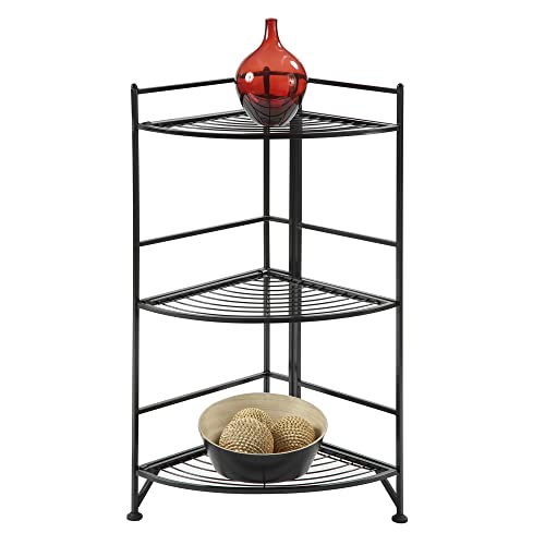 Convenience Concepts Xtra Storage 3 Tier Folding Metal Corner Shelf, Black #TOP2