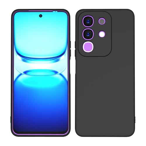 Image of Kapa Matte Protective Lens Flexible Back Cover for Iqoo Z10x 5G / Vivo T4x 5G | Slim Silicone with Soft Lining Shockproof Full Body Bumper Case (Black)