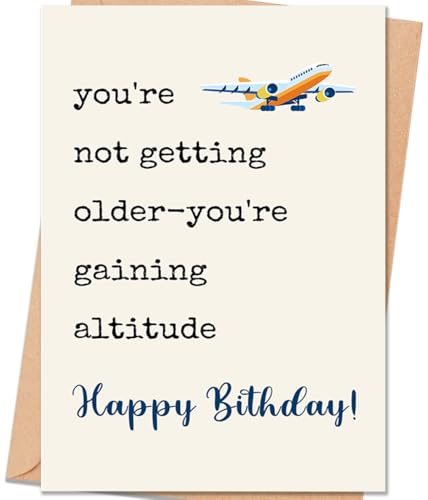 uugtcard Funny Birthday Card Gift for Men Women, Airplane Travel Themed Birthday Card for Him Her