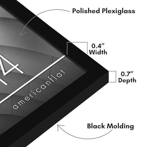 Americanflat 12x14 Picture Frame with Polished Plexiglass - Streamline Collection - Thin Border Picture Frame for Wall Display - Hanging Hardware Included - Black