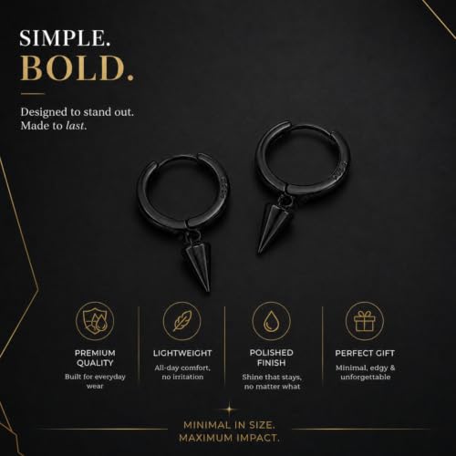 Image of Young & Forever Gift Stainless Steel Hoop Stud Earrings for Men and Boys