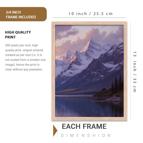 Image of kotart Big Aesthetic Mountains View Wall Art Paintings | Lake View Framed Painting | Nature Art Vastu Frames for Living Room Bedroom Wall Decor Set Of 3 (10X13 inch)