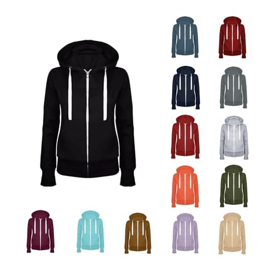 Femme Sweat à Capuche Zippé Sweatshirt Manches Longues Veste Outwear avec Poches Mode Hoodies Casual Couleur Unie Sweatshirt Oversize Manteau Rétro Beau de Grande Taille Pas Cher pour Sport