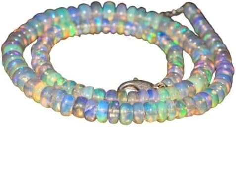 Äthiopische Opal-Perlen AAA - 43 Karat Welo Feueropal-Rondelle, Natürliche Edelsteinperlen in Weiß